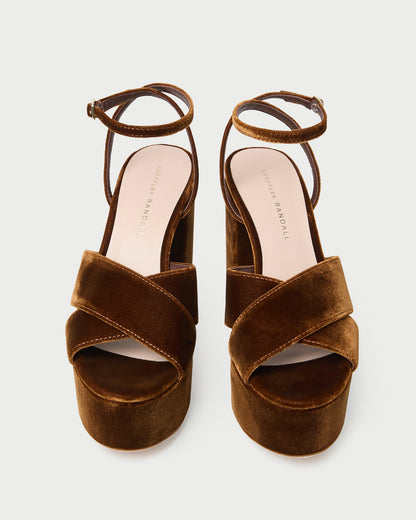 Women Loeffler Randall Loretta Brown Velvet Platform Sandal