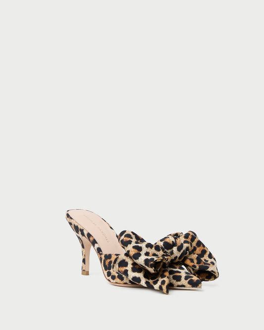 Women Loeffler Randall Margot Leopard Jersey Bow Mule
