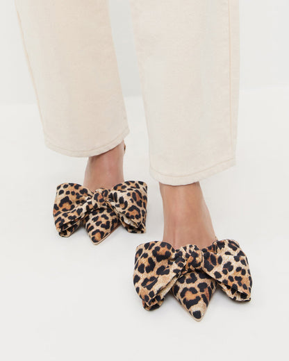 Women Loeffler Randall Margot Leopard Jersey Bow Mule