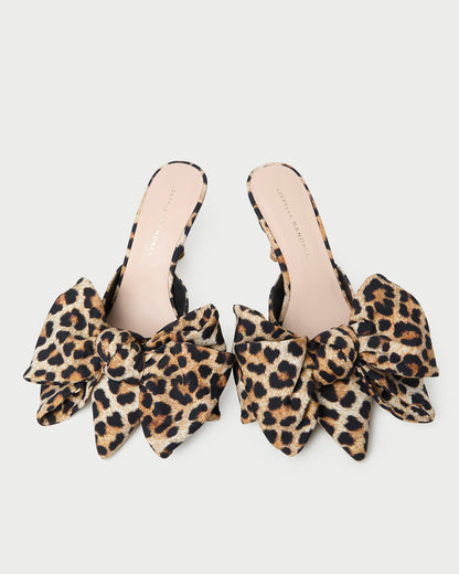 Women Loeffler Randall Margot Leopard Jersey Bow Mule