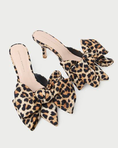 Women Loeffler Randall Margot Leopard Jersey Bow Mule