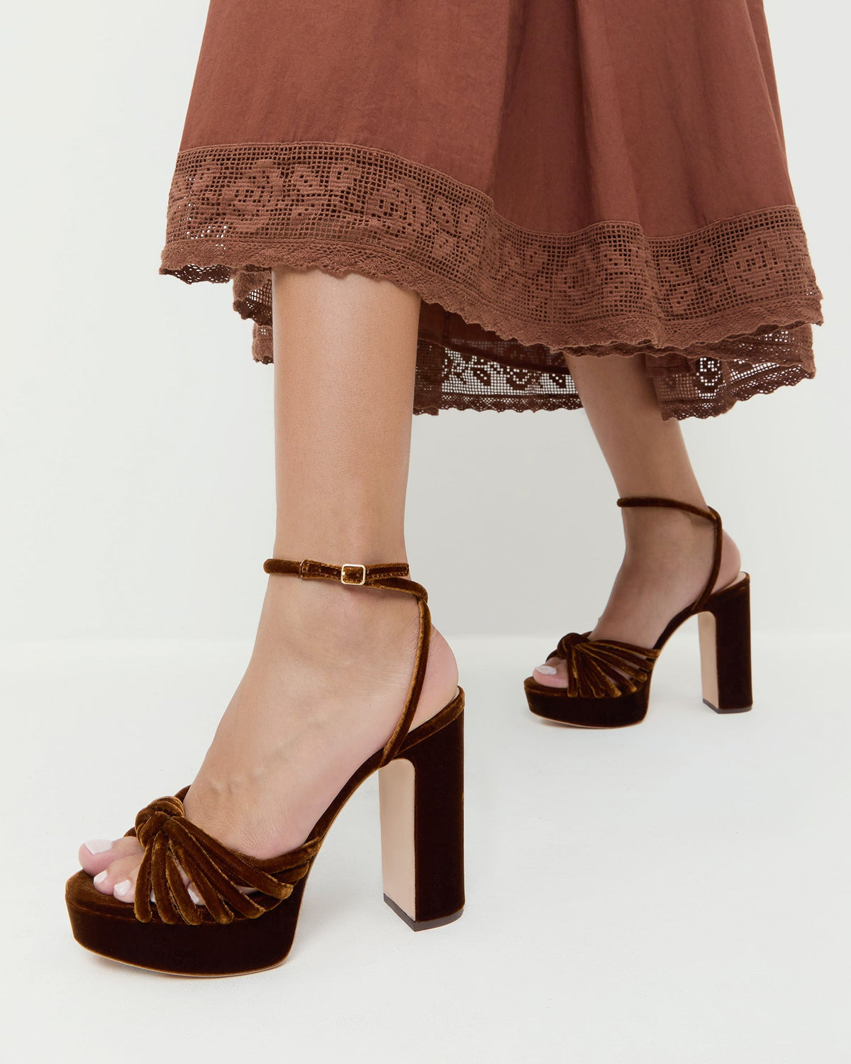 Women Loeffler Randall Rivka Brown Velvet Platform Sandal