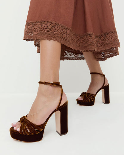 Women Loeffler Randall Rivka Brown Velvet Platform Sandal