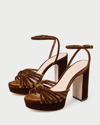 Women Loeffler Randall Rivka Brown Velvet Platform Sandal