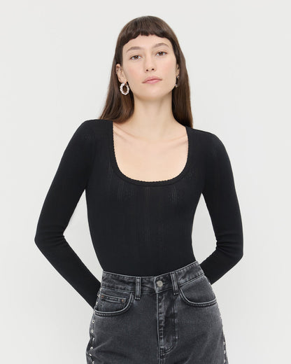 Women Loeffler Randall Kaya Pointelle Long-Sleeve Bodysuit
