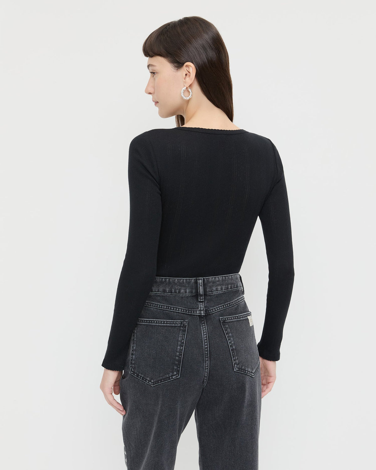 Women Loeffler Randall Kaya Pointelle Long-Sleeve Bodysuit